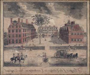 A Prospect of the Colledges in Cambridge in New England Engraving