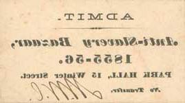 Ticket to the Anti-Slavery Bazaar in Boston, Massachusetts, 1855-1856 Ticket